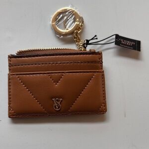 Victoria's Secret Women’s Tan Card Holder with Gold Keychain new with tags